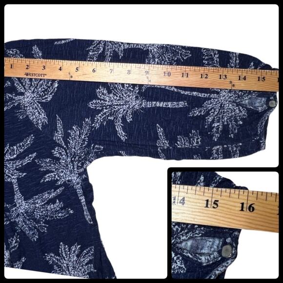 Palm Harbour Woman Knit V Neck Top Blue White Palm Trees 3/4 Sleeve Plus Size 2X - Picture 12 of 12